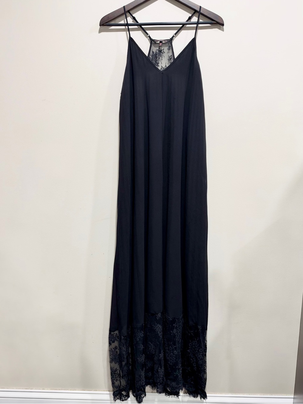 Black Lace Racerback Maxi Slip Dress Victoria’s Secret L Dark Romance - Picture 3 of 7